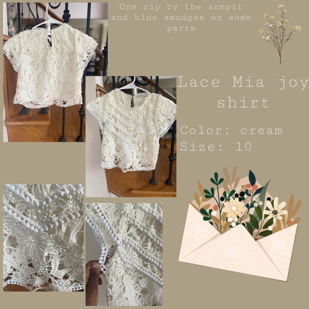 Joyfolie Cream Lace Mia Shirt